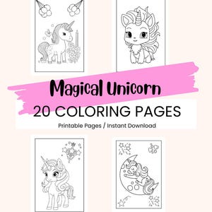 Magical Unicorn Coloring Pages for Kids Printable Unicorn Activity Book Cute Unicorn Coloring Sheets Digital Download PDF Unicorn Pages