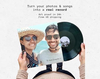 Custom Vinyl Record Gift - Personalized Mixtape With Your Photos and Songs - Anniversary Wedding Birthday