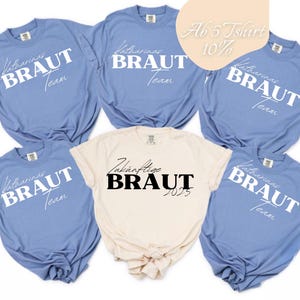 JGA T-Shirt Braut, Team – personalisiert mit Name & Datum |Junggesellinnenabschied Shirt Frauen