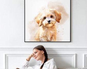 Geschenk für Hundeliebhaber| Personalisiertes Aquarell Hunde Portrait mit Haustierfoto Digitales Hundeportrait| Individuelles Hundeposter
