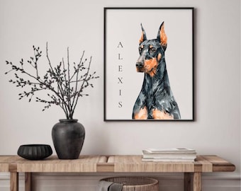 Geschenk für Hundeliebhaber| Personalisiertes Aquarell Hunde Portrait mit Haustierfoto Digitales Hundeportrait| Individuelles Hundeposter