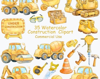 35 Aquarell Baustelle Clipart, digitaler Download, kommerzielle Nutzung