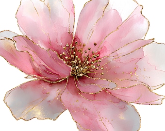 Abstrakte rosa Gold Blume Clipart, Aquarell PNGs (digitaler Download)
