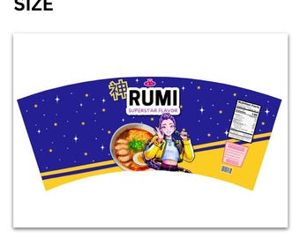 Kpop Anime Ramen Cup Noodle Labels: Rumi, Mira, Zoey (PDF Download