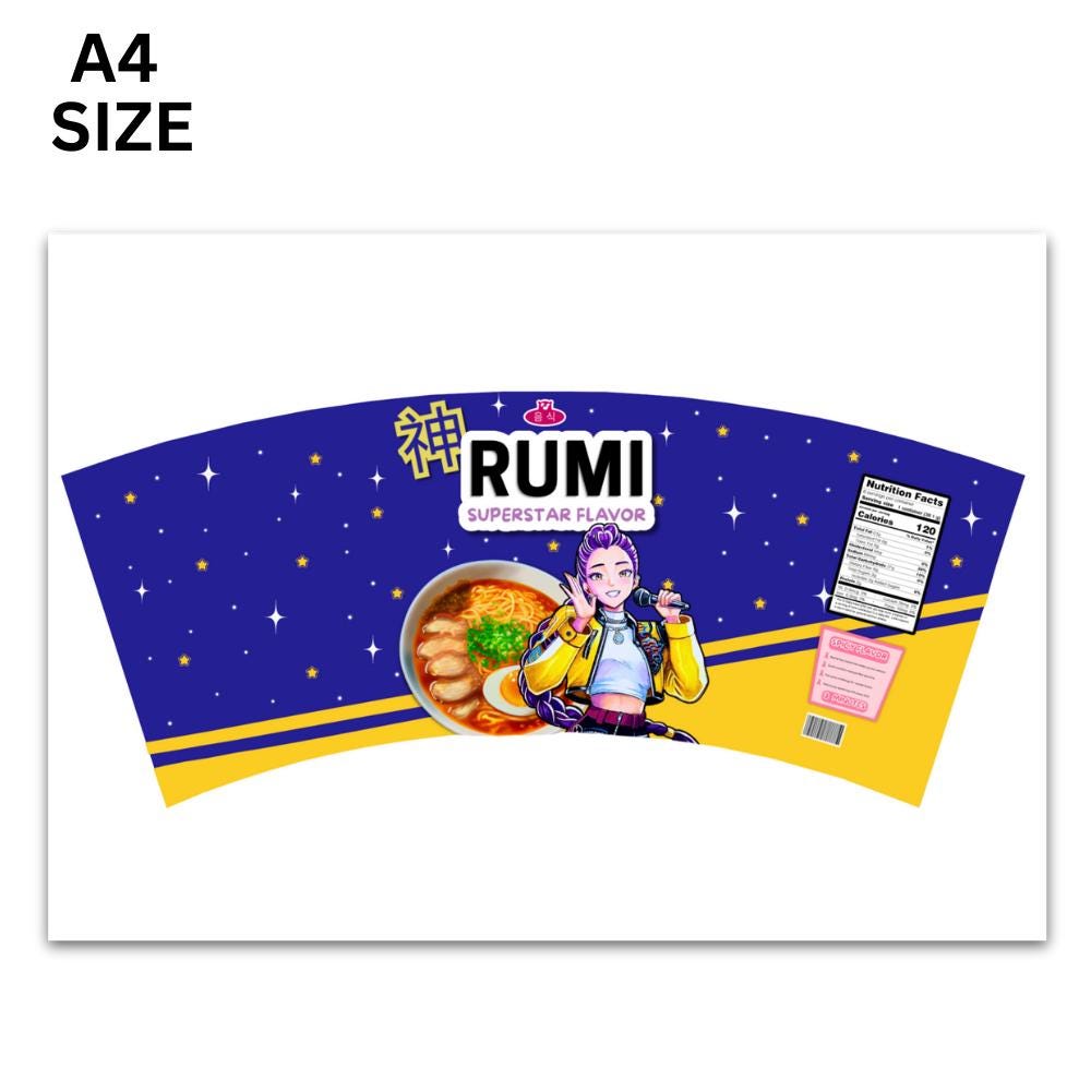 Kpop Anime Ramen Cup Noodle Labels: Rumi, Mira, Zoey (PDF Download