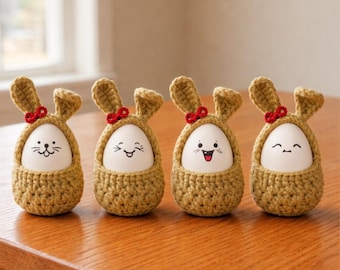 Schema per cestino di Pasqua all'uncinetto con coniglietto, contenitore per uova di coniglio amigurumi, regalo per la cameretta all'uncinetto, cestino di Pasqua con fiocco, schema per decorazioni primaverili