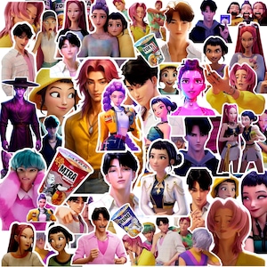 K-pop Demon Hunters Inspired Digital Stickers Pack 50+ pieces Instant Download PNG Bundle Pack Rumi,Mira,Zoey,Jinu,Abby,Mystery,Romance,Baby