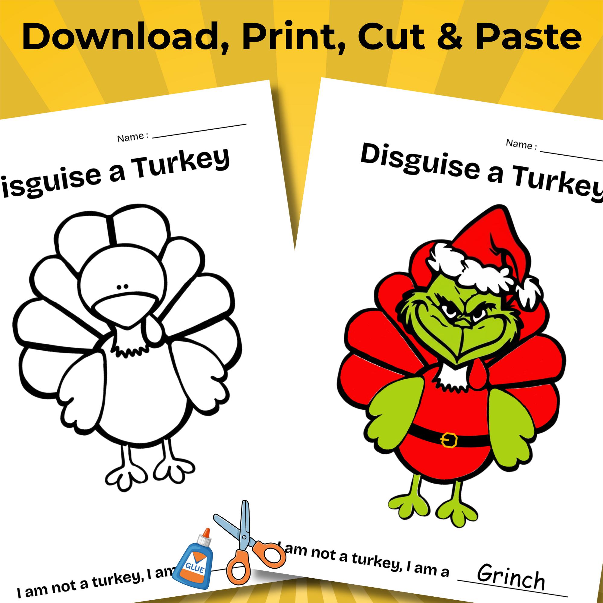 disguise a turkey as the grinch kids craft | printable paper