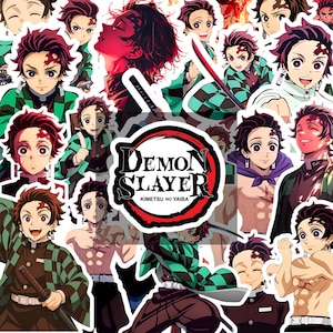 30+ Anime-Inspired Demon Slayer Character Tanjiro Kamado PNG Bundle, Digital Download, Transparent Background, 30+ Printable Anime Stickers