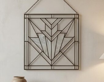 Art Deco Stained Glass Pattern, Geometric Window Panel Template (Digital Download)