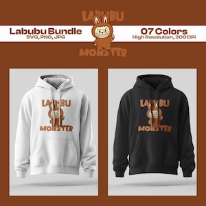 Labubu Monster clipartbundel: Kawaii Bunny, Chibi Anime (SVG, PNG, JPG)