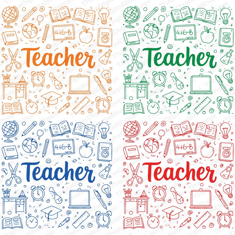 Teacher Doodle SVG Icons: Back to School Clipart (instant Download) - Etsy