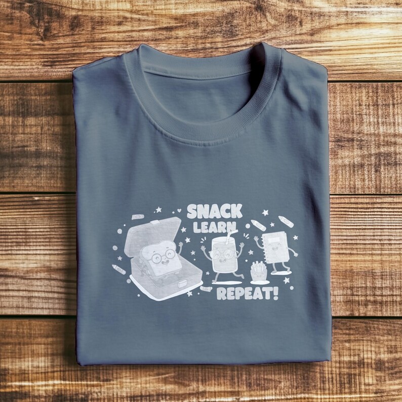 Snack Learn Repeat Clipart, Back to School Design (SVG, PNG, JPG) image 5