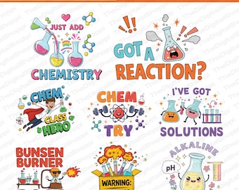 Funny Chemistry SVG Bundle: Science Teacher Clipart Designs (Digital Download
