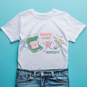 Snack Learn Repeat Clipart, Back to School Design (SVG, PNG, JPG) image 6
