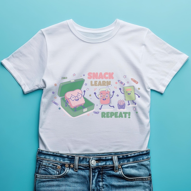 Snack Learn Repeat Clipart, Back to School Design (SVG, PNG, JPG) image 6