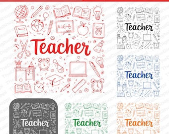 Teacher Doodle SVG Icons: Back to School Clipart (Instant Download)