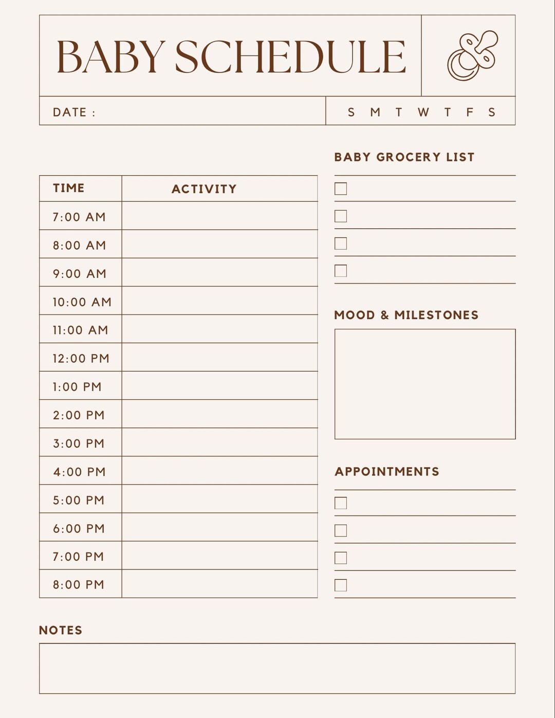 Printable Baby Schedule | Daily Baby Routine Tracker | Newborn Schedule ...