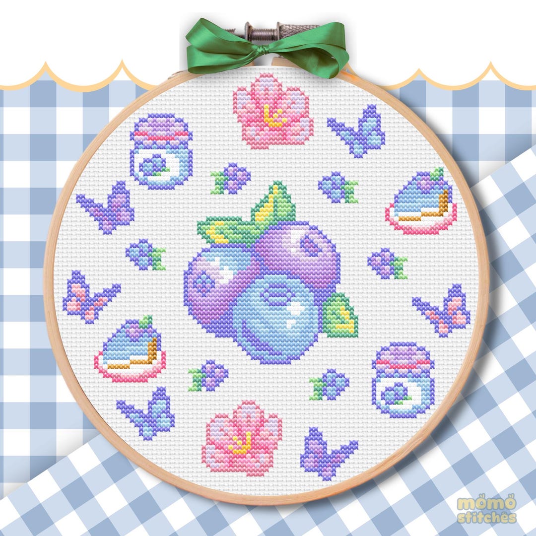 Blueberry Cross Stitch Pattern PDF – Cute Berry Mini Motifs – Kawaii ...