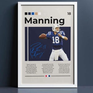 Peyton Manning Football Poster: Semi-Gloss Sports Art Print