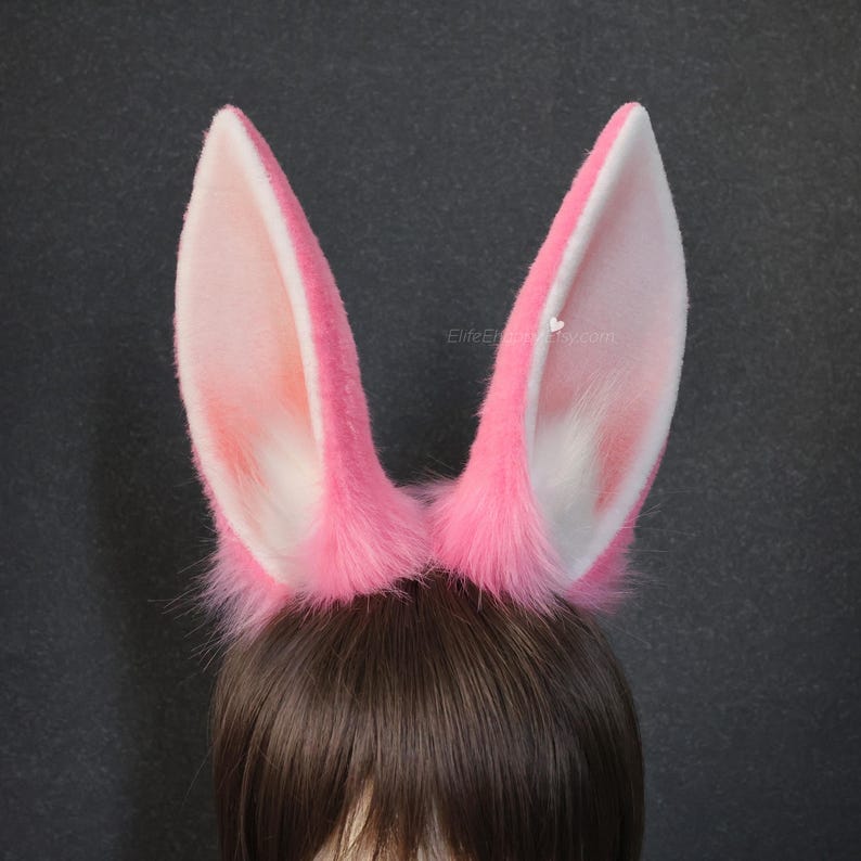 Faux Fur Bunny Ears Headband & Tail: Handmade Cosplay Costume Rabbit ...