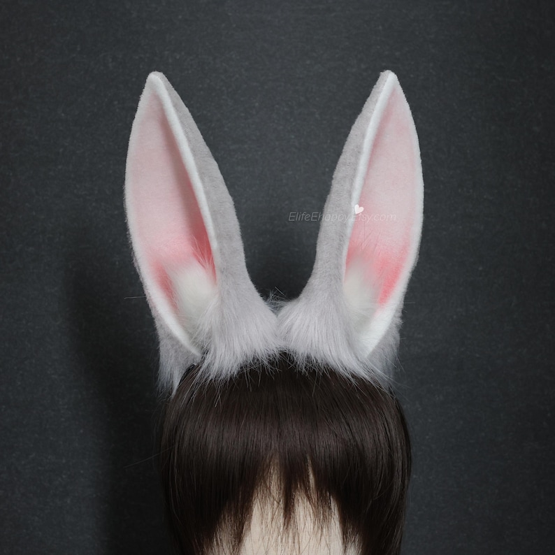 Faux Fur Bunny Ears Headband & Tail: Handmade Cosplay Costume Rabbit ...