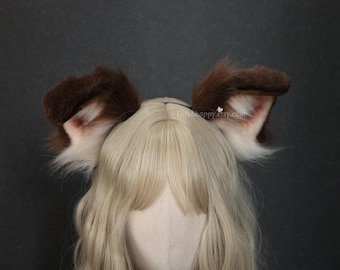 Handgemaakte nepbont herdershond herdershond oor hoofdband en staart set: cosplaykostuum