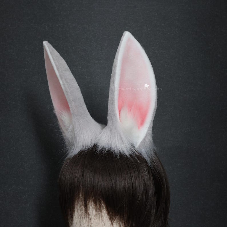 Faux Fur Bunny Ears Headband & Tail: Handmade Cosplay Costume Rabbit ...