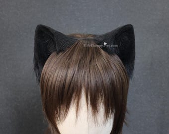 Conjunto de orejas y cola de gato de piel sintética: Disfraz de cosplay de peluche hecho a mano
