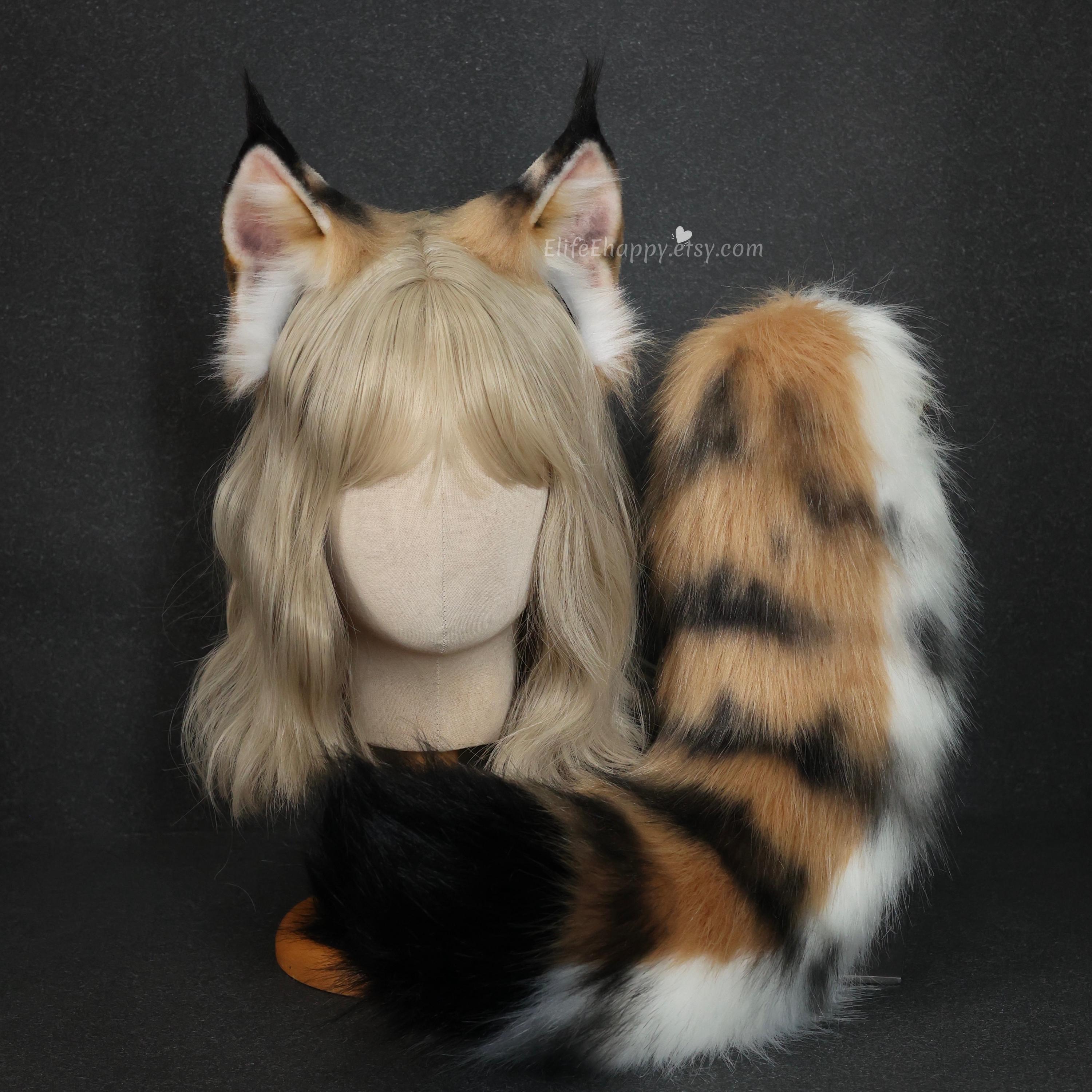 Handmade Faux Fur Lynx Ears Headband and Tail Set: Cosplay  display picture 1