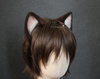 Handmade Faux Fur Kitten Ears Headband & Kitten Tail Set: Cosplay Costume