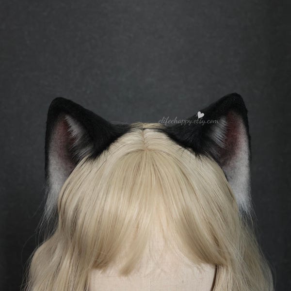 Serre-tête et queue faits main en fausse fourrure avec oreilles de chat : déguisement de chaton cosplay