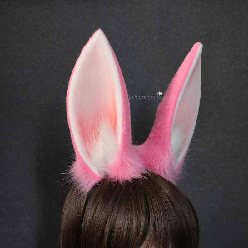Faux Fur Bunny Ears Headband & Tail: Handmade Cosplay Costume Rabbit ...