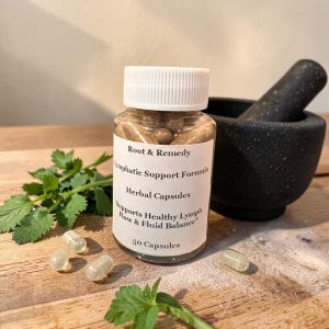 Herbal Lymph Flow Capsules | Plant-Based Botanical Wellness Blend with Cleavers, Burdock & Red Clover | Small Batch