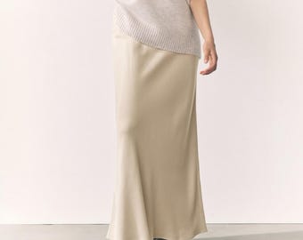 Satin Maxi Skirt Women, Elegant Long Skirt, Minimalist Capsule Wardrobe Essential, Modest Fashion