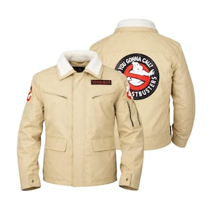 Premium Khaki Cotton Jacket - Ghostbuster Cosplay Jacket - Halloween Cosplay Jacket with Patches