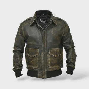 Handmade Men’s Vintage A-2 Flight Jacket – WWII Leather Aviator Bomber Style Gift For Him