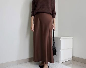 Satin Maxi Skirt Women, Elegant Long Skirt, Minimalist Capsule Wardrobe Essential, Modest Fashion