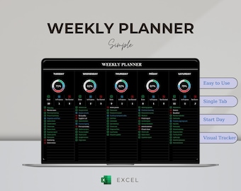 Dark Weekly Task Tracker | Excel Planner