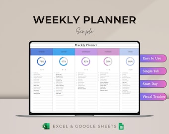 Weekly Planner Template: Task Tracker, To-Do List (Excel & Google Sheets)
