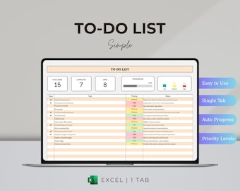 Daily To-Do List Excel Template | Simple Task Tracker with Progress Bar