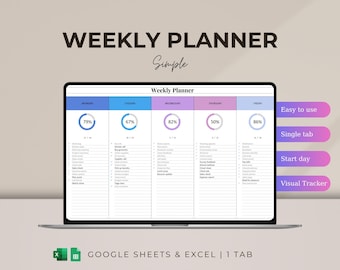Weekly Planner Template: Task Tracker, To-Do List (Excel & Google Sheets)