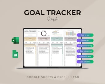 Excel & Google Sheets Goal Planner: SMART Goal Tracker (Digital Download)