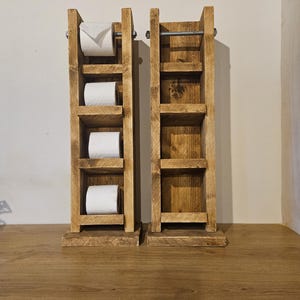 Scaffolding wooden toilet roll holder standing