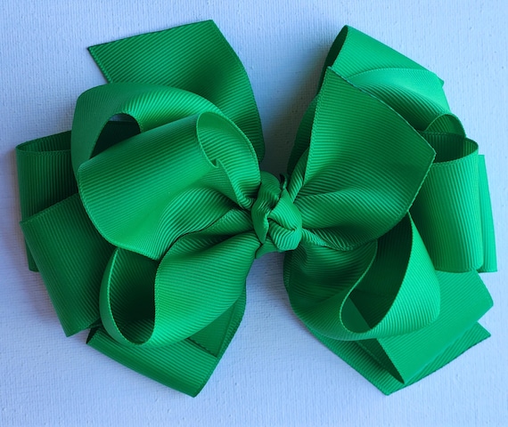 Emerald Green Triple Layer Hair Bow - 6 Inch Boutique Bow