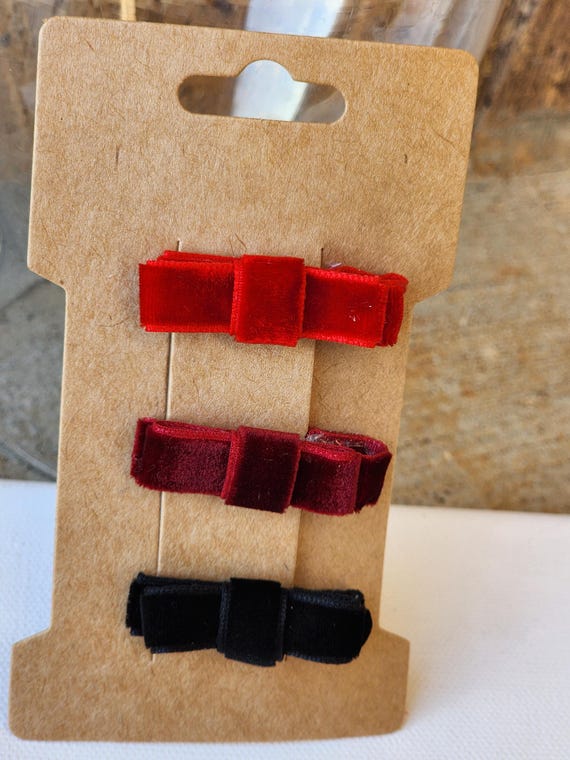 Set of three small velvet hair clippies