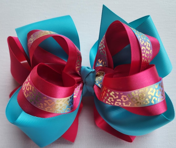 Extra Large Triple Layer Hair Bow: Boutique 8-Inch Clip or Barrette