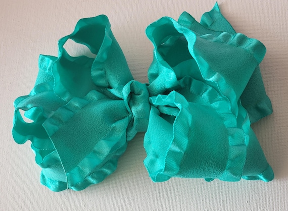 Six inch double layer ruffled bow