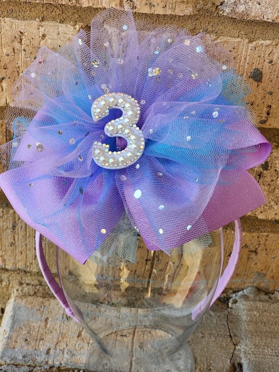 Birthday Headband!!! Mermaid colors- headband with layers of glitter and sparkle-  embellished initial