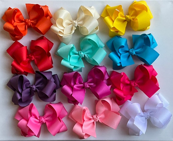 Set of twelve large double boutique hair bows